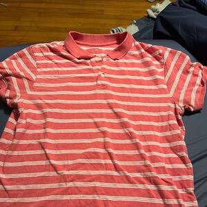 Old Navy Pink and White Striped Polo Shirt